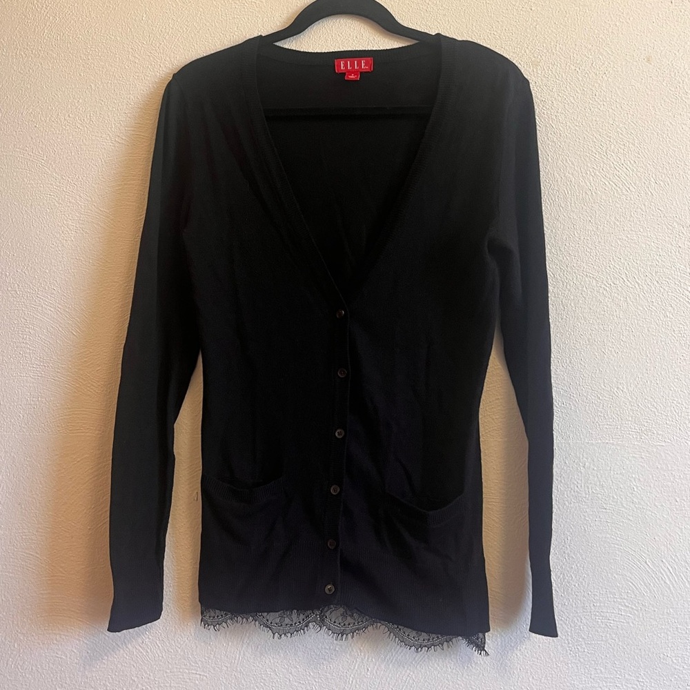 Elle Elegant Black Lace Cardigan